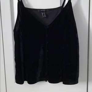 Black crushed velvet tank